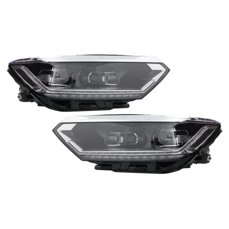 Pilnai LED priekiniai žibintai, tinkami VW Passat B8 3G (2014-2019) LED matricos išvaizdai su nuosekliais dinaminiais posūkio ži