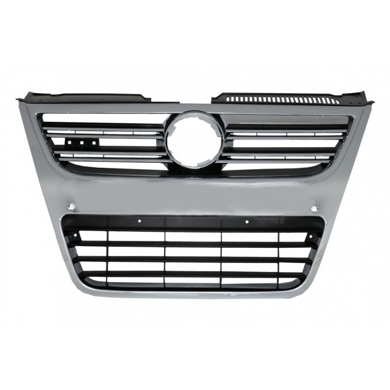 Priekinės grotelės tinka VW Passat 3C (2007-2010) Pilnas chromas tik R36 OEM buferiui su PDC