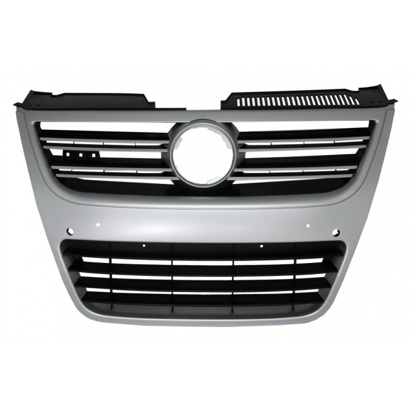 Priekinės grotelės, tinkamos VW Passat 3C (2007-2010) sidabrinės spalvos aliuminio išvaizdai