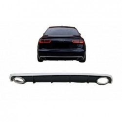 Galinio buferio sklendės difuzorius tinka Audi A6 C7 4G Limousine Avant (2010-2014) su RS6 dizaino išmetimo antgaliais