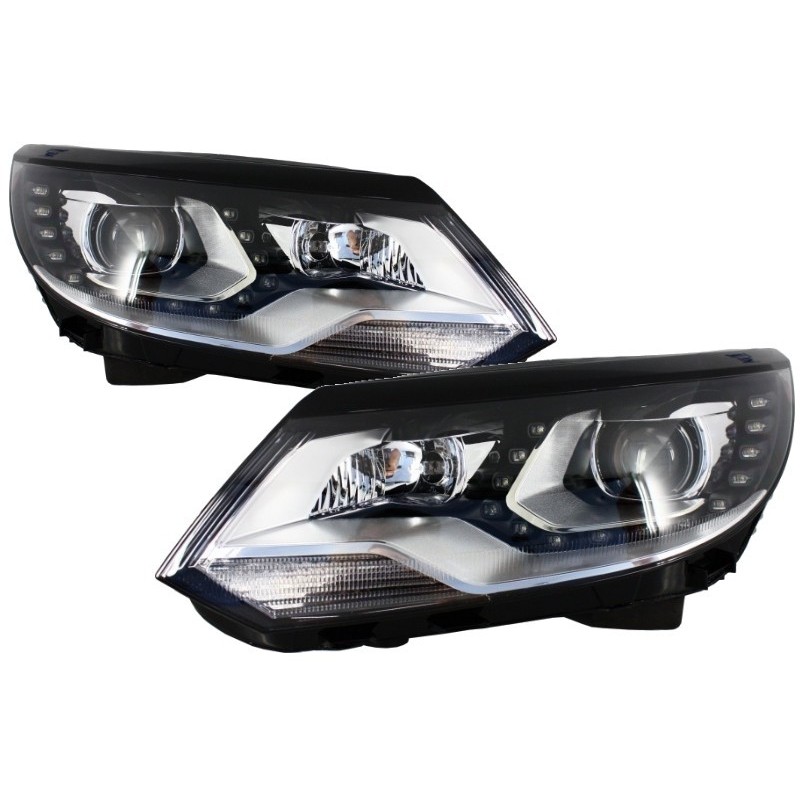 Priekiniai žibintai LED DRL tinka VW Tiguan MK I Facelift (2012-2015) OEM Xenon Design