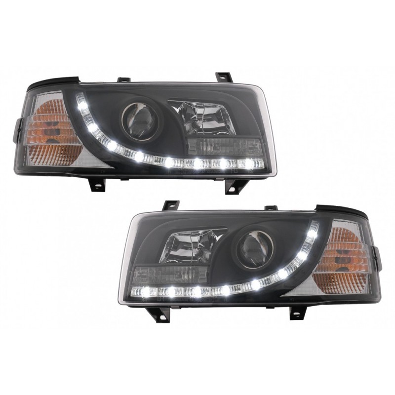 LED DRL priekiniai žibintai tinkami VW Transporter T4 (1990-2003) Juodi
