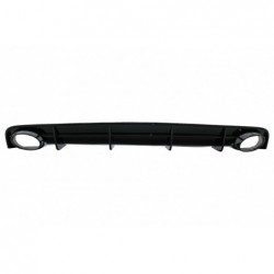 Rear Bumper Valance Diffuser and Exhaust Tips suitable for Audi A6 4G Facelift (2015-2018) RS6 Design Black only S-Line Bumper