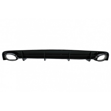 Rear Bumper Valance Diffuser and Exhaust Tips suitable for Audi A6 4G Facelift (2015-2018) RS6 Design Black only S-Line Bumper
