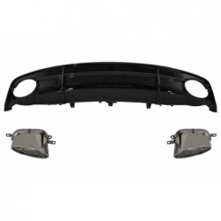 Rear Bumper Valance Diffuser Black with Exhaust Tips suitable for Audi A7 4G Facelift (2015-2018) RS7 Design only S-Line