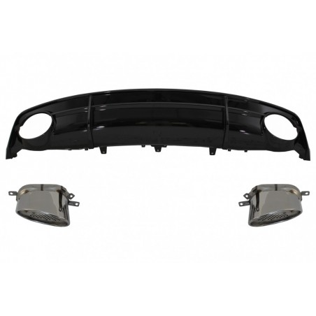 Rear Bumper Valance Diffuser Black with Exhaust Tips suitable for Audi A7 4G Facelift (2015-2018) RS7 Design only S-Line