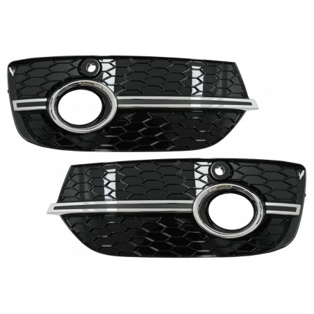 Fog Lamp Covers Side Grilles suitable for Audi Q3 8U (2011-2014) RS Design Piano Black Chrome