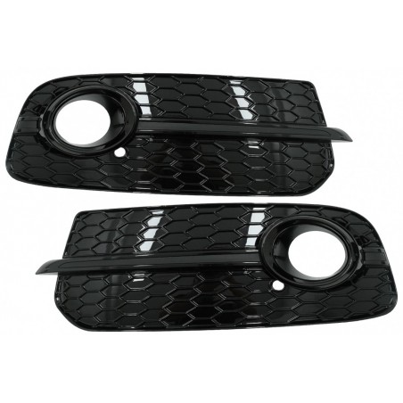 Rūko žibintų dangteliai Šoninės grotelės, tinkamos Audi Q5 SUV 8R Facelift (2012-2016) Full Black RS Design