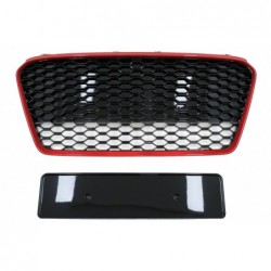 Front Grille suitable for Audi R8 42 1st Generation Facelift (2013-2015) RS Design Glossy Black Red