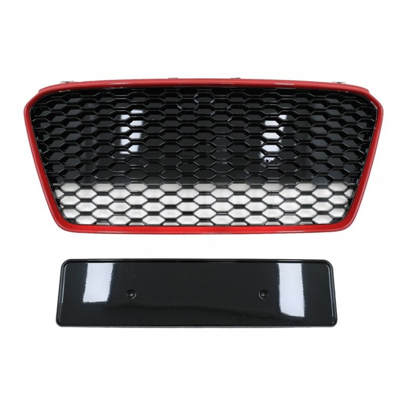 Priekinės grotelės tinka Audi R8 42 1st Generation Facelift (2013-2015) RS Design Glossy Black Red