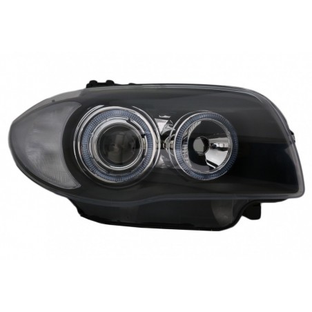 Headlights suitable for BMW Seria 1 E81 E82 E87 E88 (2004-2011) Angel Eyes 2 Halo Rims Black