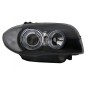 Priekiniai žibintai tinka BMW Seria 1 E81 E82 E87 E88 (2004-2011) Angel Eyes 2 Halo Ratlankiai Juodi