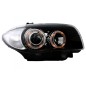 Priekiniai žibintai tinka BMW Seria 1 E81 E82 E87 E88 (2004-2011) Angel Eyes 2 Halo Ratlankiai Juodi