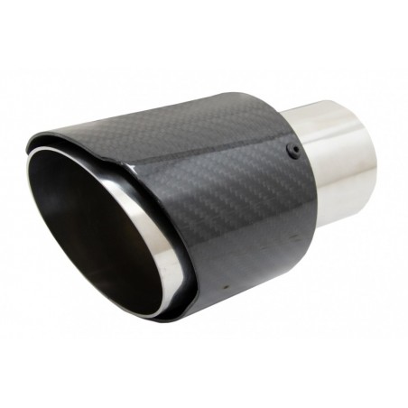 Carbon Fiber Exhaust Muffler Tips Polished Look Inlet 6.1cm