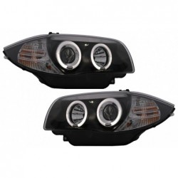 Angel Eyes priekiniai žibintai tinka BMW 1 serijos E81 E82 E87 E88 (2004-2011) juodi