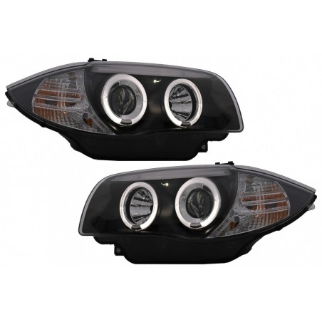 Angel Eyes priekiniai žibintai tinka BMW 1 serijos E81 E82 E87 E88 (2004-2011) juodi