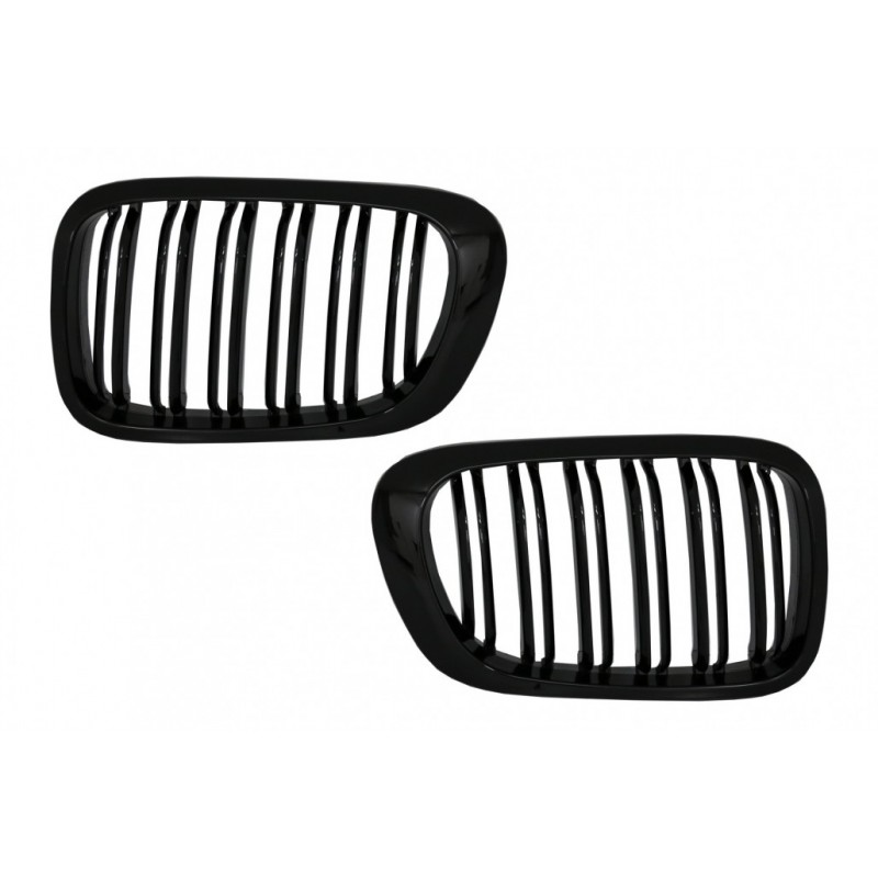 Central Kidney Grilles suitable for BMW 3 Series E46 Coupe Cabrio 2 Doors Non Facelift (1999-2002) Double Stripe M Design Piano 