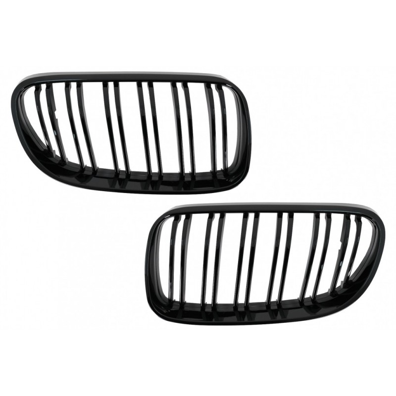 Priekinės inkstų grotelės, tinkamos BMW 3 serijos E92 E93 Coupe kabrioletui LCI (2010-2015) Double Stripe Piano Black