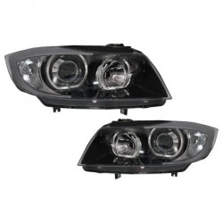 Angel Eyes priekiniai žibintai tinka BMW 3 serijos E90 sedanui E91 Touring (03.2005-2011) Juodi