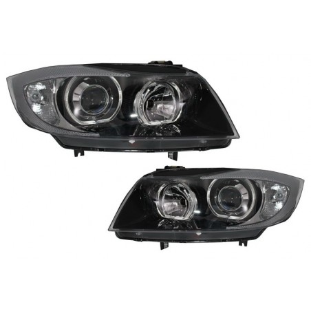 Angel Eyes priekiniai žibintai tinka BMW 3 serijos E90 sedanui E91 Touring (03.2005-2011) Juodi