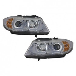 Headlights 3D LED Angel Eyes suitable for BMW E90 E91 (03.2005-08.2008) U-Type Chrome HID
