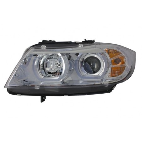 Headlights 3D LED Angel Eyes suitable for BMW E90 E91 (03.2005-08.2008) U-Type Chrome HID