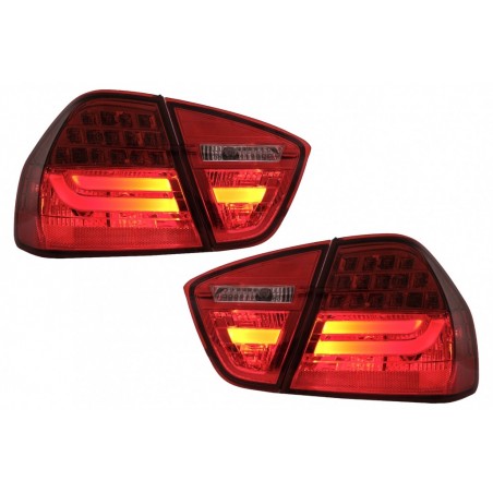 LED galiniai žibintai, tinkami BMW 3 serijos E90 (2005-2008) LED šviesos juostai LCI Design Red Clear