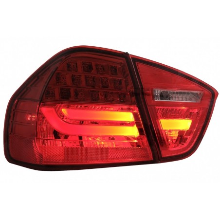 LED galiniai žibintai, tinkami BMW 3 serijos E90 (2005-2008) LED šviesos juostai LCI Design Red Clear