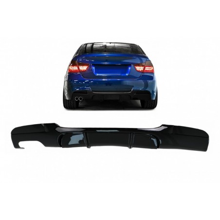 Galinio buferio difuzorius, kairysis dvigubas išėjimas, tinka BMW 3 serijos E90 E91 (2004-2012) M Design Piano Black