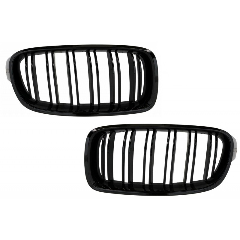 Central Grilles Kidney Grilles suitable for BMW 3 Series F30 F31 (2011-up) Double Stripe M Design Piano Black