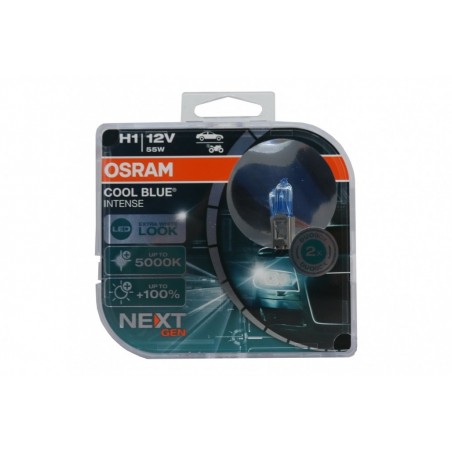 OSRAM COOL BLUE INTENSE NEXT GEN H1 Auto-Moto halogeninis priekinis žibintas 64150CBN-HCB 12V kieto dangčio dėžutė (2 vienetai)