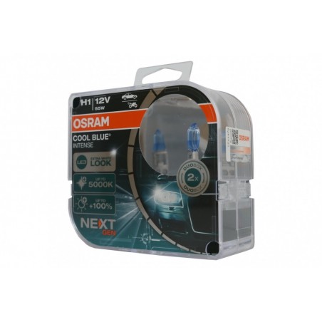 OSRAM COOL BLUE INTENSE NEXT GEN H1 Auto-Moto halogeninis priekinis žibintas 64150CBN-HCB 12V kieto dangčio dėžutė (2 vienetai)