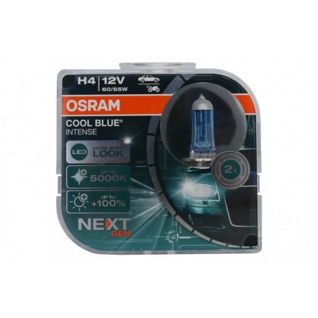OSRAM COOL BLUE INTENSE NEXT GEN H4 Auto-Moto halogeninis priekinis žibintas 64193CBN-HCB 12V kietos šerdies dėžutė (2 vnt.)