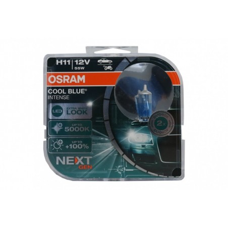 OSRAM COOL BLUE INTENSE NEXT GEN H11 Auto-Moto halogeninis priekinis žibintas 64211CBN-HCB 12V kieto dangčio dėžutė (2 vienetai)