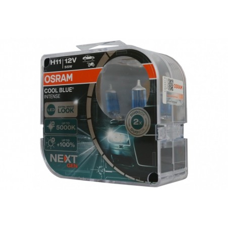 OSRAM COOL BLUE INTENSE NEXT GEN H11 Auto-Moto halogeninis priekinis žibintas 64211CBN-HCB 12V kieto dangčio dėžutė (2 vienetai)
