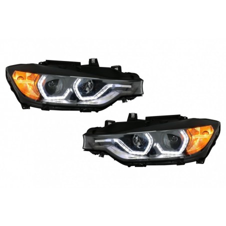 Angel Eyes priekiniai žibintai LED DRL tinka BMW 3 serijos F30 F31 Sedan Touring (2011 10-2015 05) Juoda