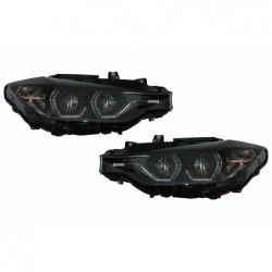 Angel Eyes priekiniai žibintai LED DRL tinka BMW 3 serijos F30 F31 Sedan Touring (2011 10-2015 05) Juoda