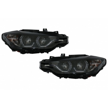 Angel Eyes priekiniai žibintai LED DRL tinka BMW 3 serijos F30 F31 Sedan Touring (2011 10-2015 05) Juoda
