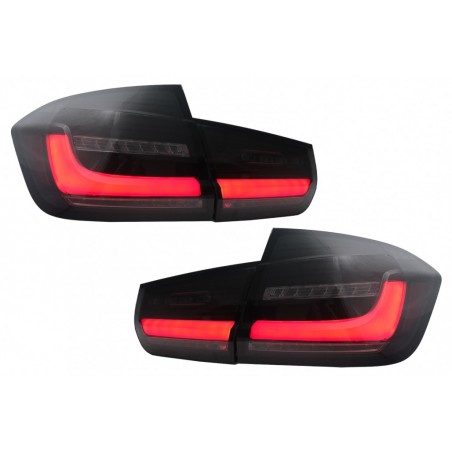 LED BAR galiniai žibintai, tinkami BMW 3 serijos F30 Pre LCI ir LCI (2011-2019) Black Smoke su dinaminiu nuosekliu posūkio žibin