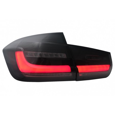 LED BAR galiniai žibintai, tinkami BMW 3 serijos F30 Pre LCI ir LCI (2011-2019) Black Smoke su dinaminiu nuosekliu posūkio žibin