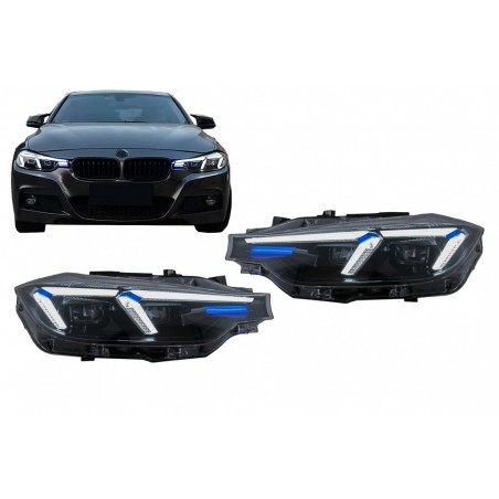 LED priekiniai žibintai, tinkami BMW 3 serijos F30 F31 sedanui Touring (10.2011-05.2015) Atnaujinkite į G20 2024 dizainą