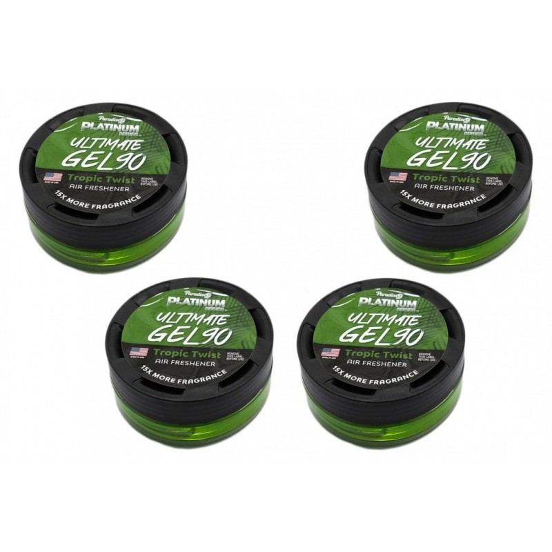 Paradise Fresh Air Ultimate Gelinis oro gaiviklis Platinum serijos kvapus naikinantis 4 stiklainiai Tropic Twist