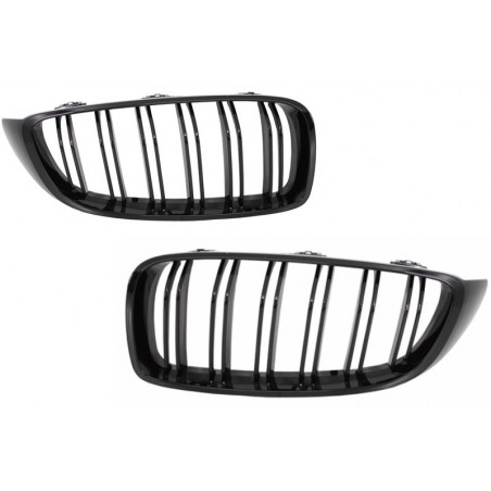 Centrinės inkstų grotelės, tinkamos BMW 4 serijos F32 F33 F36 (2013-03-2019) Double Stripe M Design Piano Black