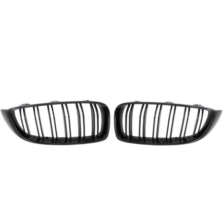 Central Kidney Grilles suitable for BMW 4 Series F32 F33 F36 (2013-03.2019) Double Stripe M Design Piano Black