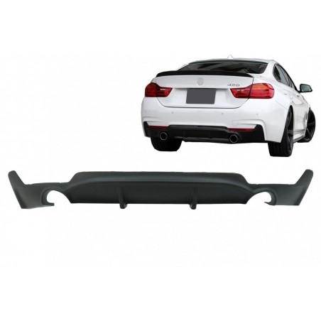 Rear Bumper Diffuser suitable for BMW 4 Series F32 F33 F36 (2013-) Coupe Cabrio M Performance Design Twin Single Outlet