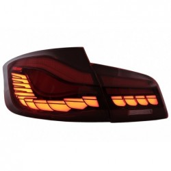 OLED galiniai žibintai, tinkami BMW 5 serijos F10 (2011–2017 m.) Red Clear su dinaminiu nuosekliu posūkio žibintu