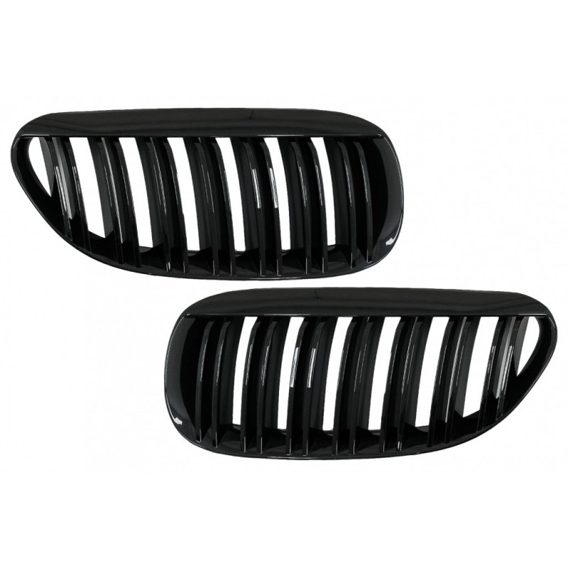 Central Front Kidney Grille suitable for BMW 6 Series E63 E64 LCI Pre-LCI (2004-2010) M Design Double Stripe Piano Black