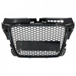 Badgeless Front Grille suitable for Audi A3 8P Facelift (2007-2012) RS Design Honeycomb Piano Black Grille With PDC Covers