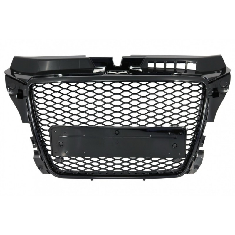 Priekinės grotelės be ženklelio, tinkamos Audi A3 8P Facelift (2007–2012 m.) RS dizaino korinio pianino juodos grotelės su PDC d