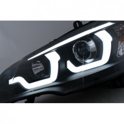 Tube Light LED DRL Angel Eyes Headlights suitable for BMW X5 E70 (2007-2013) Black